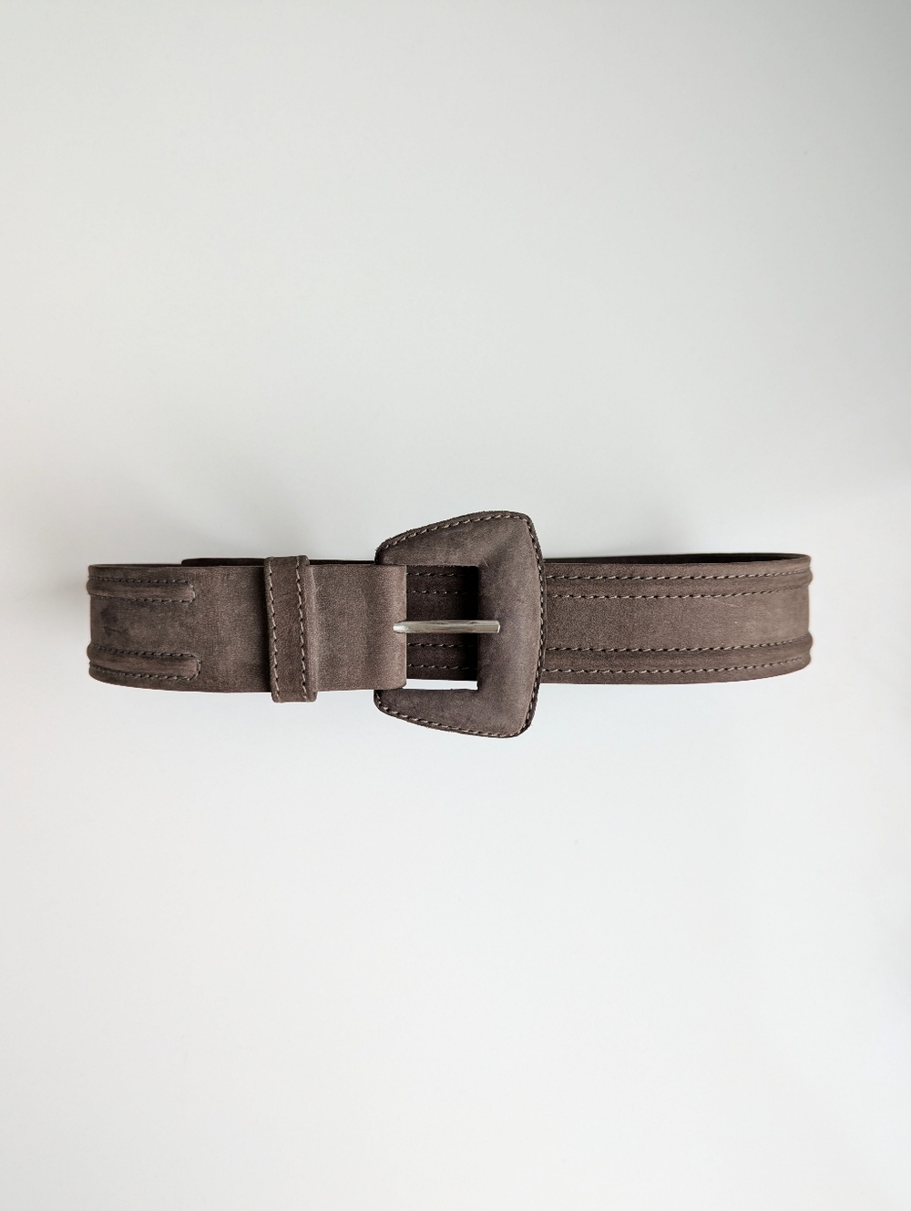 Prisma Italian Vintage Taupe Suede Leather Belt